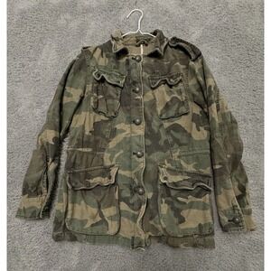 Free People Not Your Brothers Military Jacket Coat Camo‎ Size XS